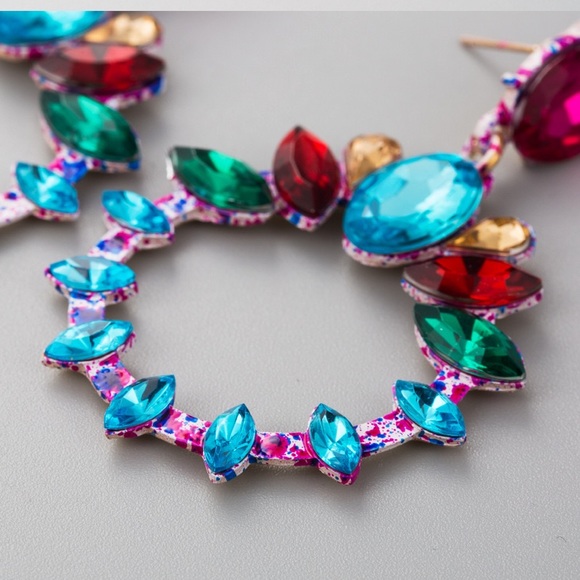 Round Rhinestone Earrings - Picture 4 of 5